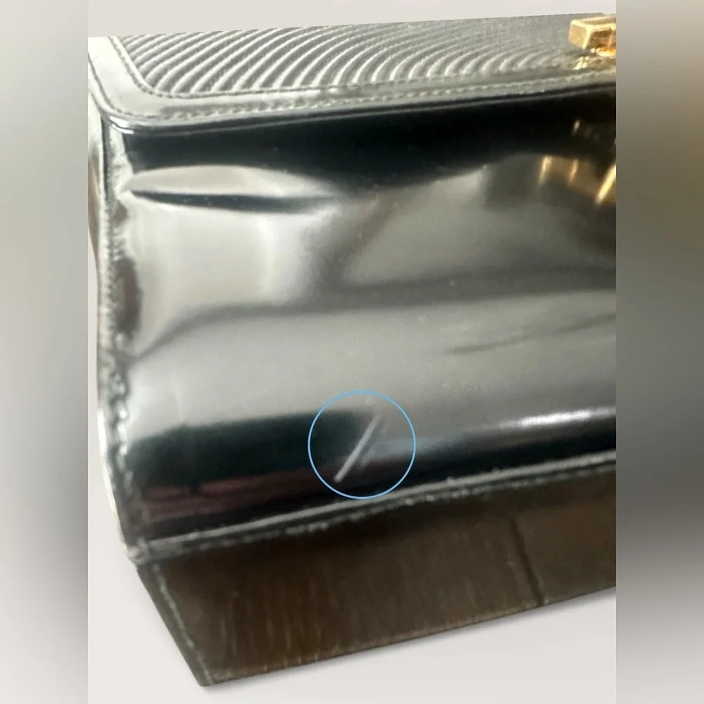 Tiffany & Co Vintage Classic Black Patent Leather Top Handle Bag Made in Italy